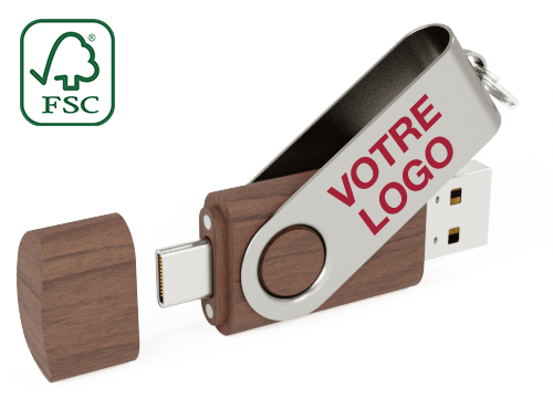 Twister Go Wood - Clé USB-C Personnalisée